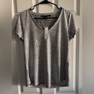 White House Black Market Silver Snake Print Tee